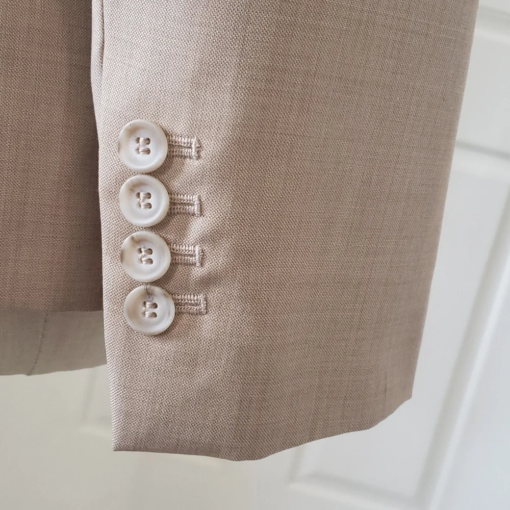 Vintage Ann Taylor LOFT Tan Wool Single Breasted Jacket Blazer - Picture 9 of 13